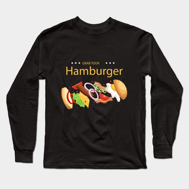 Grab Your Hamburger Long Sleeve T-Shirt by Mako Design 